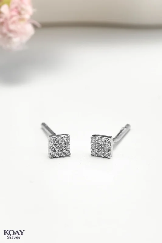 dangling pearl earrings for women -Zircon Earring (029) Diamond Shape