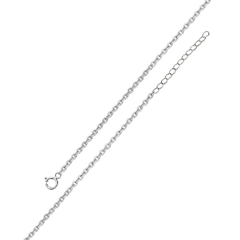 handmade rings for women -Rhodium Plated 925 Sterling Silver Adjustable Extension Chain 1.6mm - S040RH-SPRING