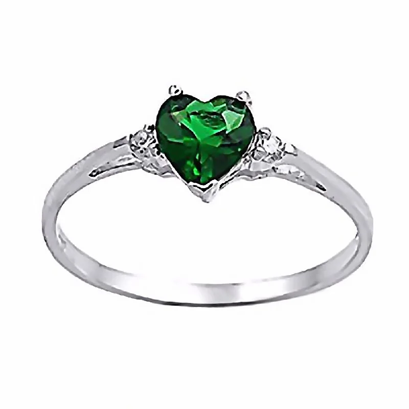 wedding sets with rings -Jadyn: 0.81ct Heart Cut Simulated Emerald & CZ Promise Friendship Ring