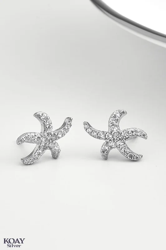 bold gold earrings for women -Zircon Star Fish (03) Earring