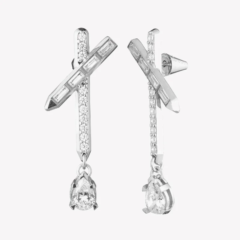 personalized earrings for women -ESTATE CROSSBAR DROP EARRINGS