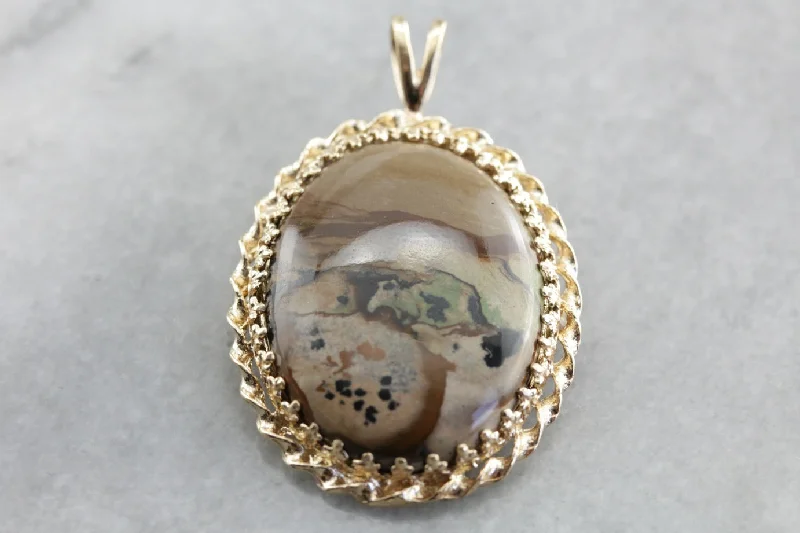 Stunning American Biggs Jasper Brooch or Pendant