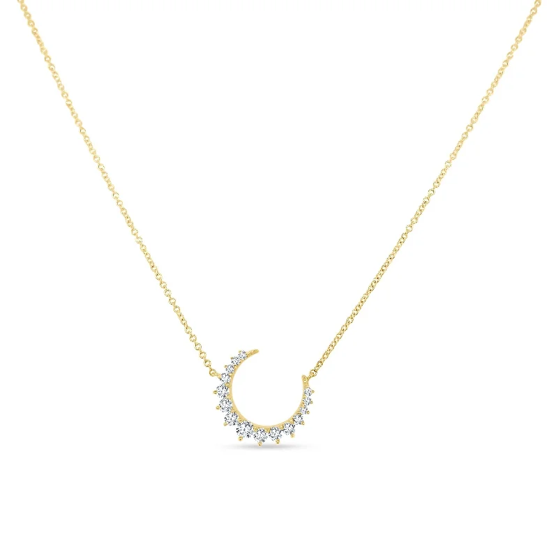 sparkling diamond necklaces for women -Graduated Crescent Diamond Necklace