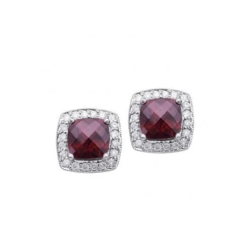 statement necklaces for women -Garnet and Diamond Stud Earrings