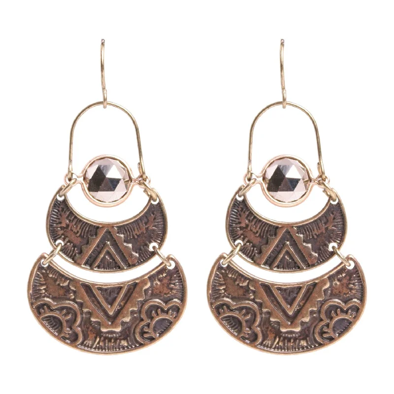 chic hoop earrings for women -Patina Flora Pyrite Earring