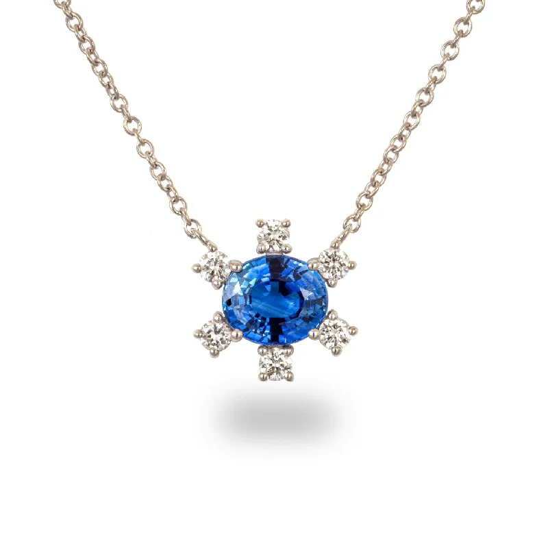 bridal necklaces for women -Sapphire Flower Necklace