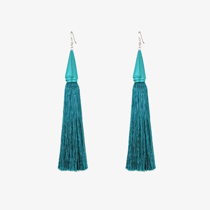 big statement earrings for women -DRAPED SILK TASSEL EARRINGS