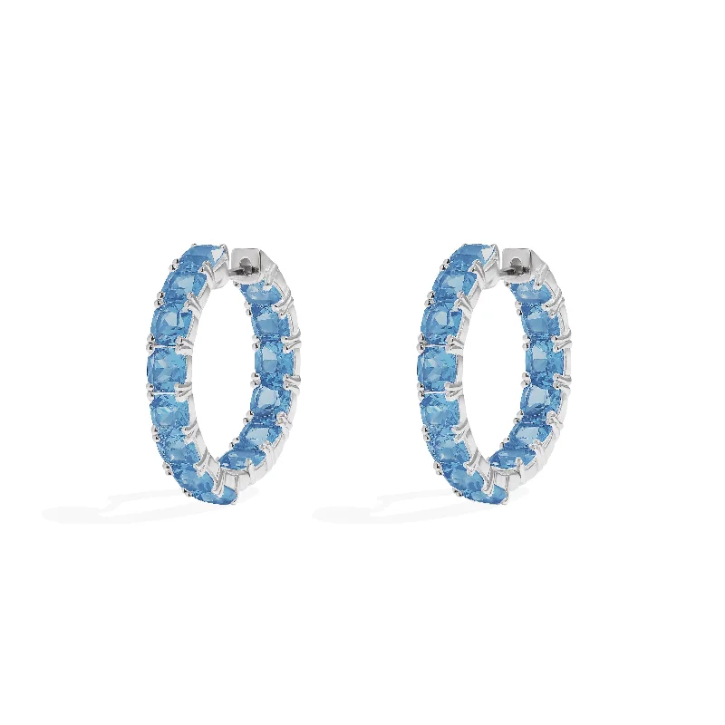 elegant earrings for women -Lagoon Blue Square Hoop Earrings