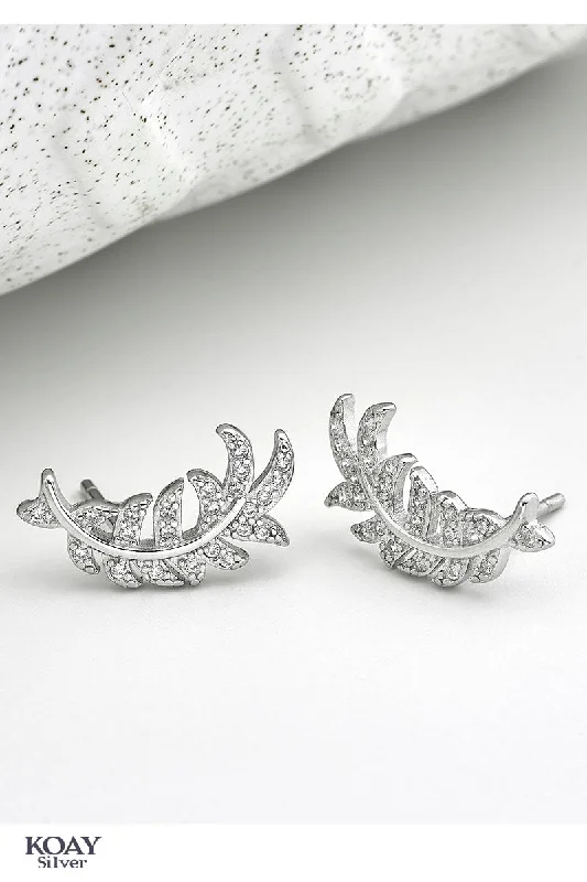 luxury diamond earrings for women -Zircon Leaf (05) Earring