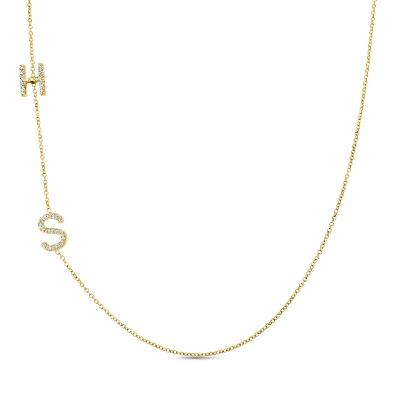 fine jewelry necklaces for women -Diamond Asymmetrical Initial Necklace