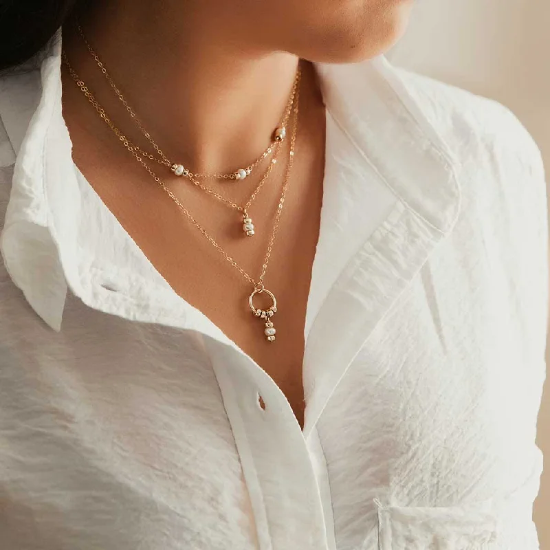 handmade necklaces for women -Comfort Collection - White Pearl Drop Necklace