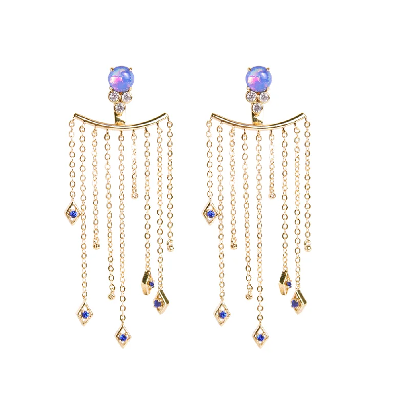 pearl drop earrings for women -Ophelia Chain Fringe Earrings