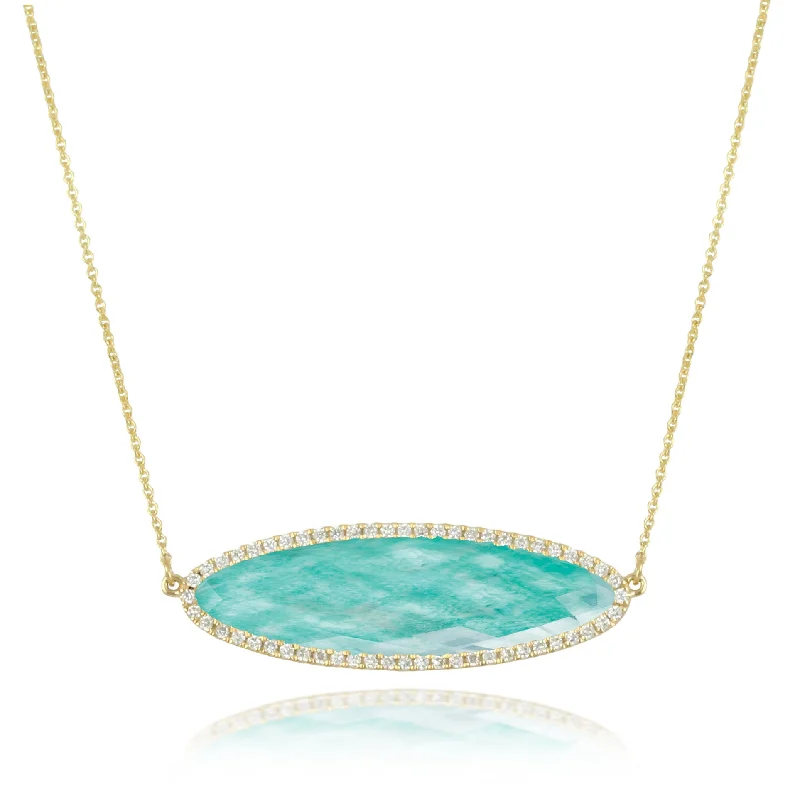 layered necklaces for women -Amazonite and Diamond Necklace