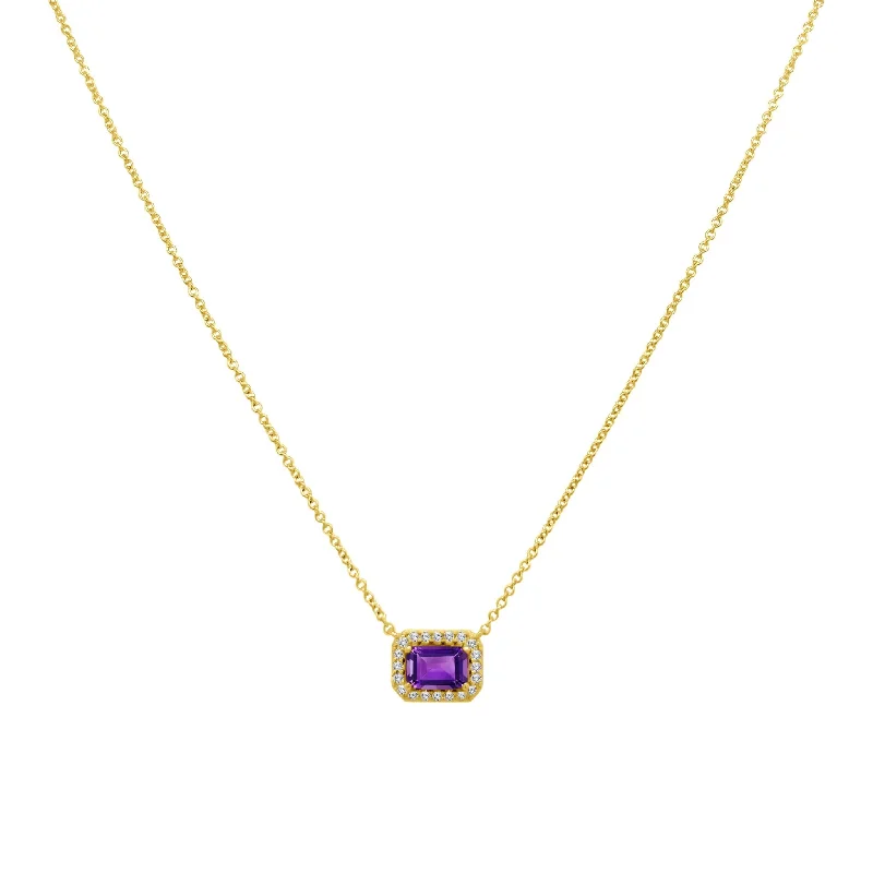 vintage pendant necklaces for women -Gemstone & Diamond Halo Necklace