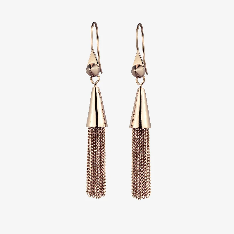 handmade silver earrings for women -CONE TASSEL EARRINGS