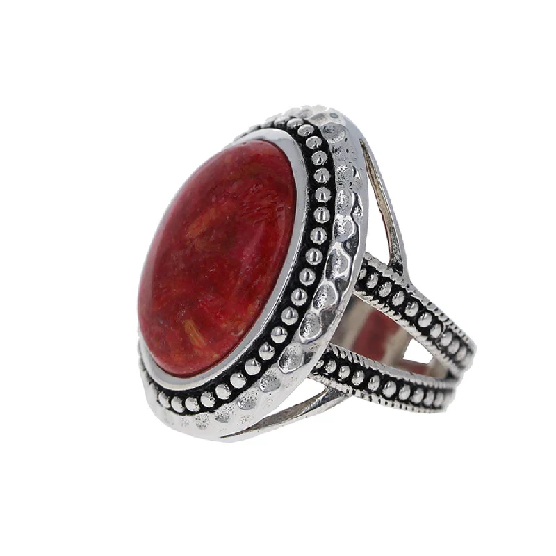 men's wedding rings -Oval Coral Spirit Ring