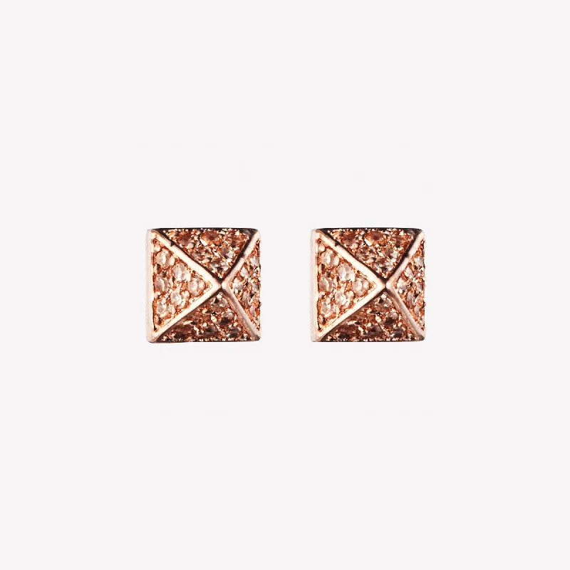 romantic earrings for women -PAVÉ PYRAMID STUD EARRINGS