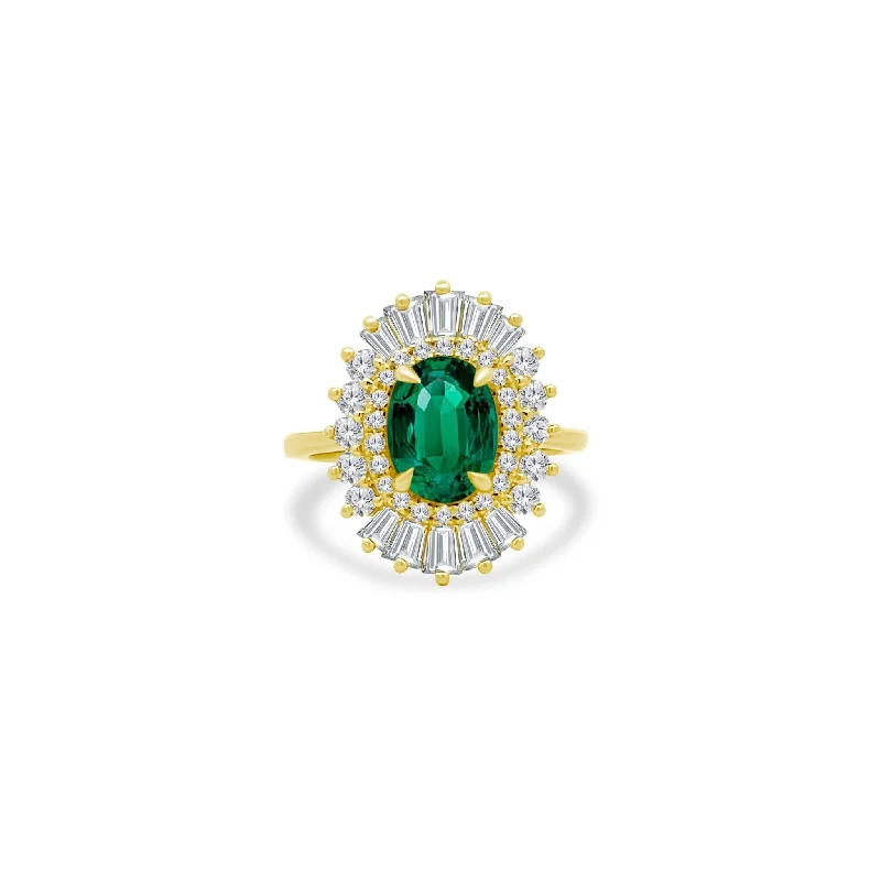 elegant necklaces for women -2.04ct Emerald Sunburst Ring