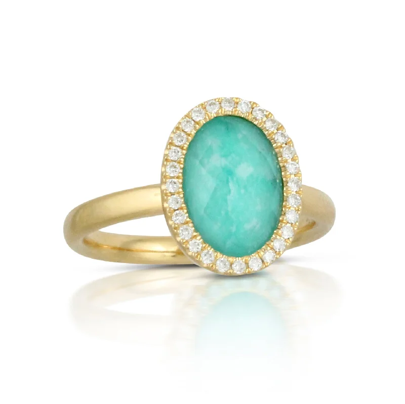 statement gold necklaces for women -Amazonite and Diamond Ring