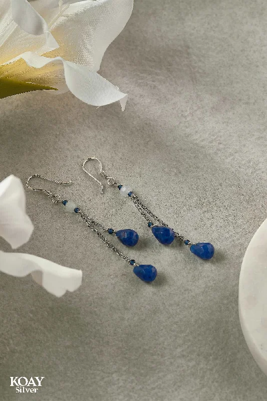 evening earrings for women -Navy Blue Stones Earring