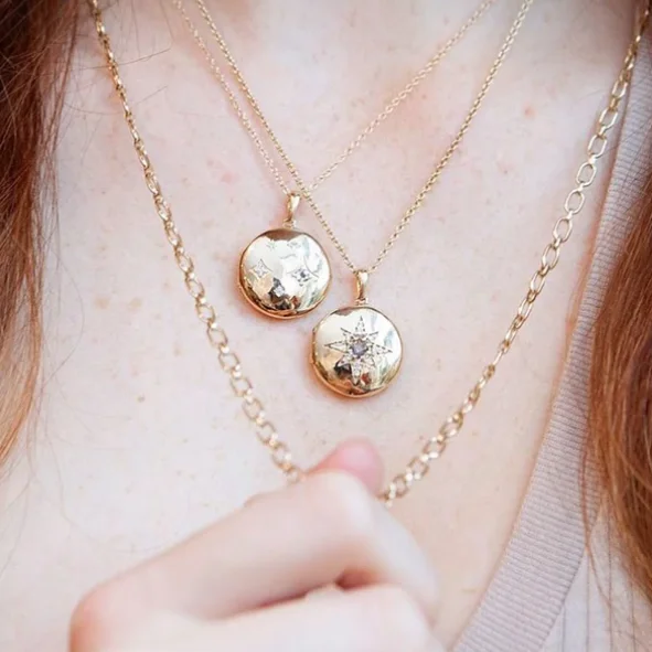 modern gemstone necklaces for women -Gothic Diamond Locket Necklace - Gold, White Topaz & Diamond