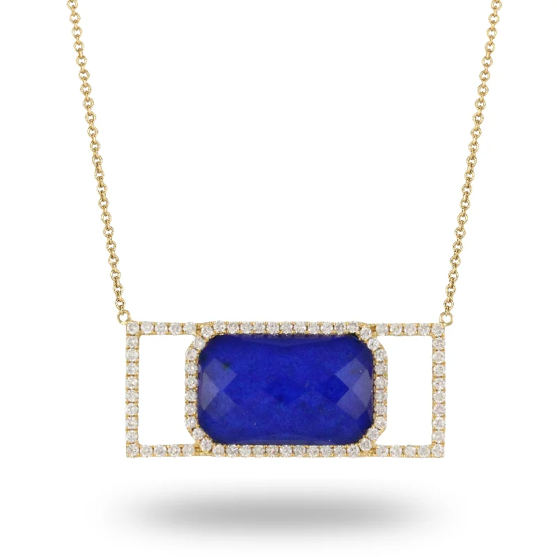 wedding chain necklaces for women -Lapis and Diamond Necklace