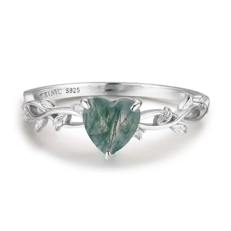 diamond necklaces for women -Everlasting Heart Moss Agate Ring©