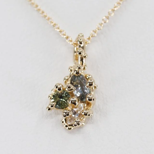 gemstone necklaces with gold chain -Multi-Coloured Montana Sapphire Cluster Necklace