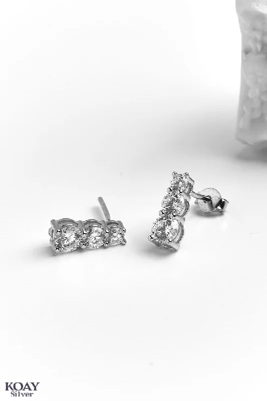 cute earrings for women -Zircon Tennis Earring