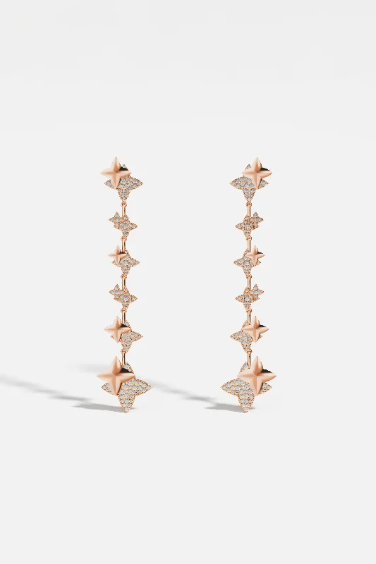 flower earrings for women -Météorites Rose Gold Drop Earrings