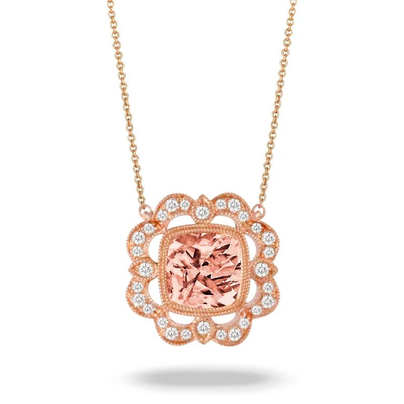 sparkling diamond necklaces for women -Morganite and Diamond Necklace