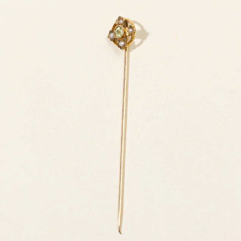 Peridot & Seed Pearl Pin | 0.07ct |