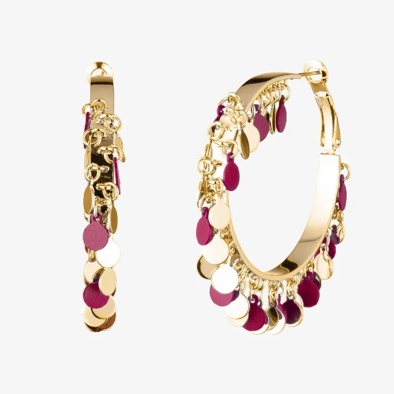 gemstone earrings for women -PAILLETTE TAMBOURINE HOOPS