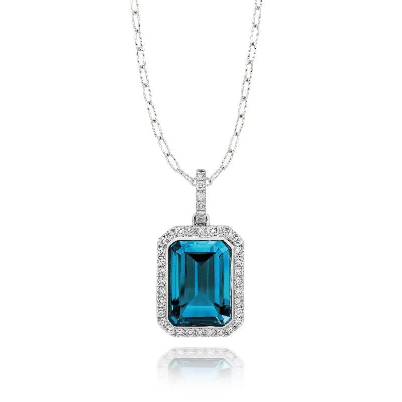 heart-shaped pendant necklaces for women -London Blue Topaz and Diamond Necklace