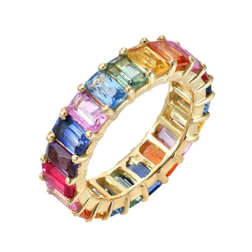 personalized gold necklaces for women -Sapphire Multicolor Eternity Ring