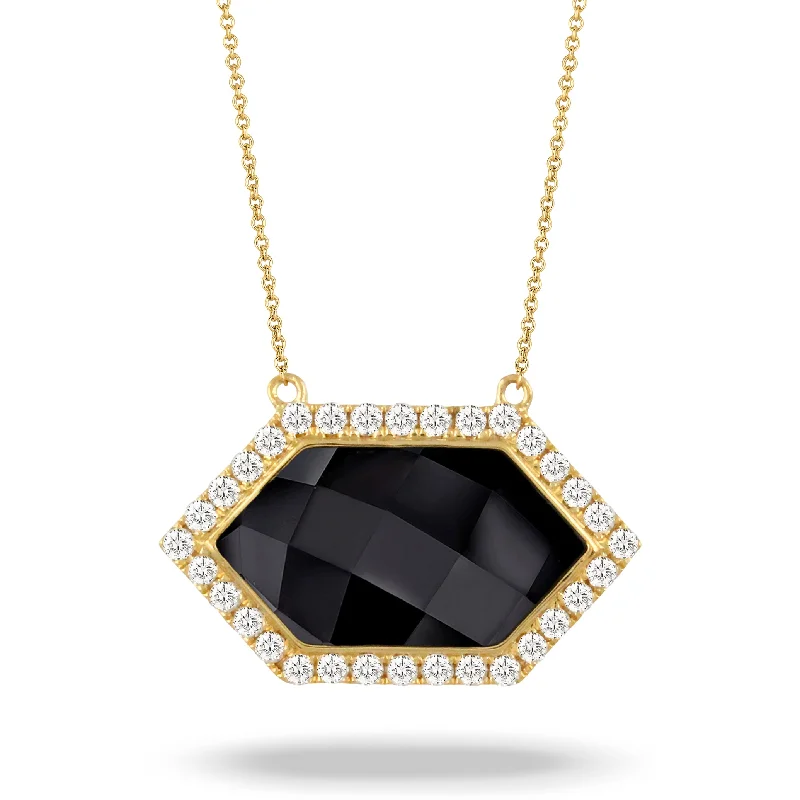 fashion pendant necklaces for women -Black Onyx and Diamond Necklace