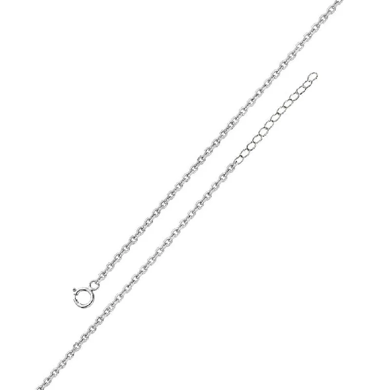 bridal rings for brides -Rhodium Plated 925 Sterling Silver Adjustable Extension Chain 1.25mm - S030RH-SPRING