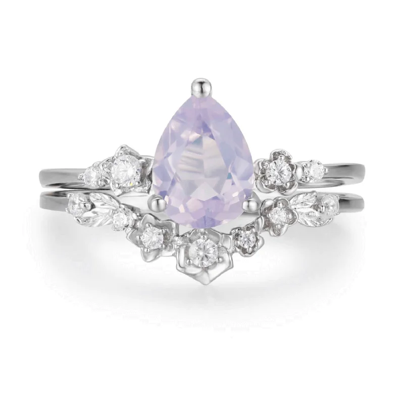 elegant necklaces for women -Floral Symphony Lavender Amethyst Ring Set