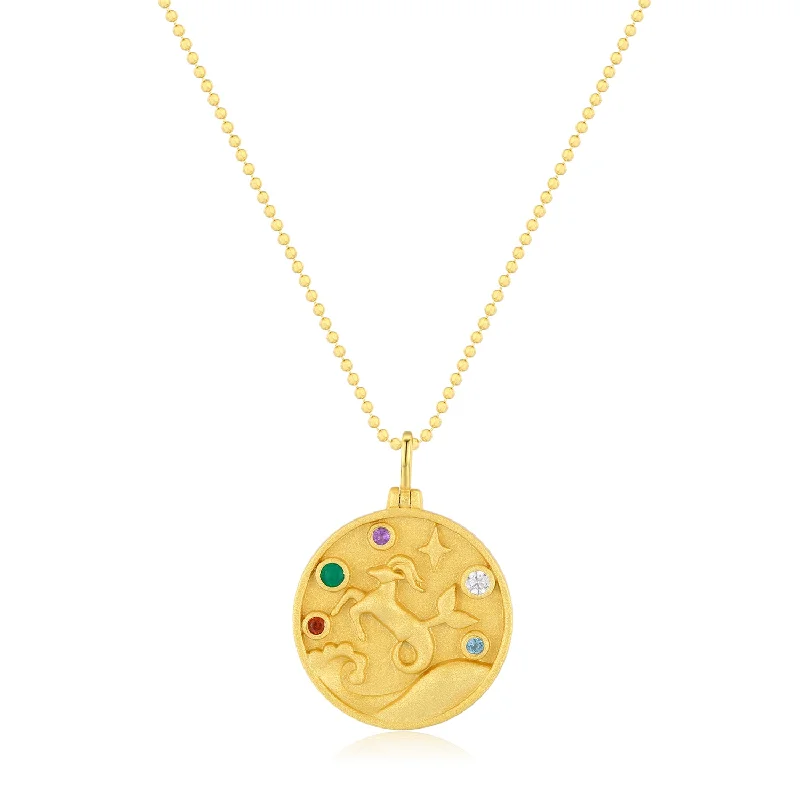 trendy pendant necklaces for women -Capricorn Zodiac Mantra Necklace