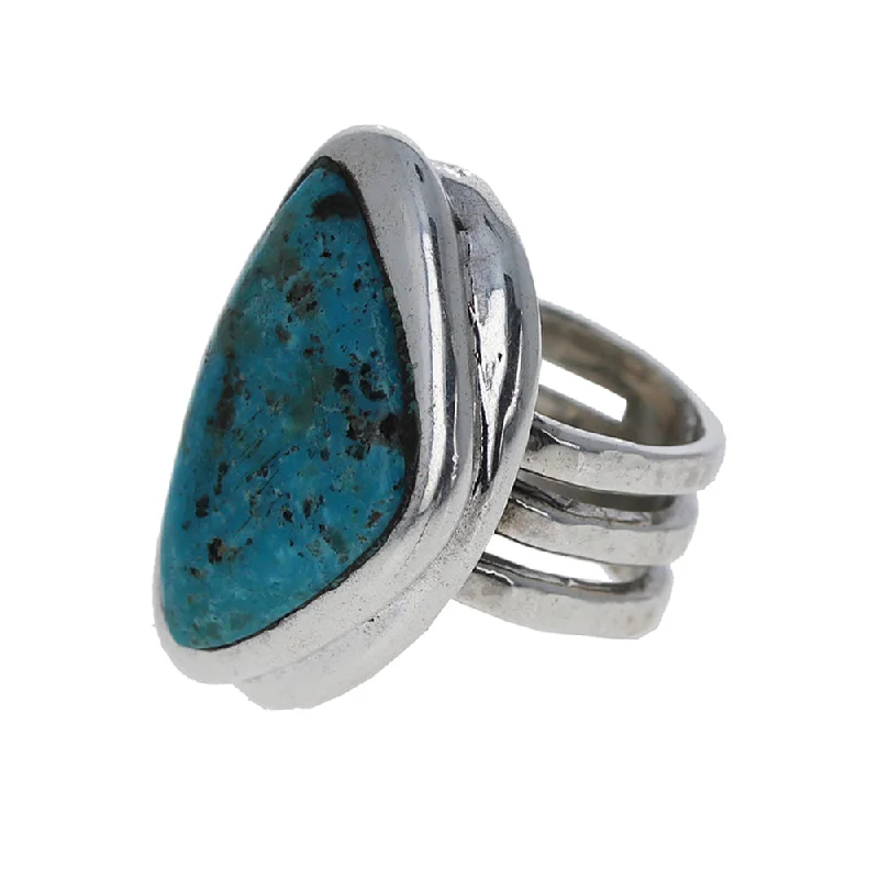 stackable diamond rings -Sterling Abstract Turquoise Statement Ring