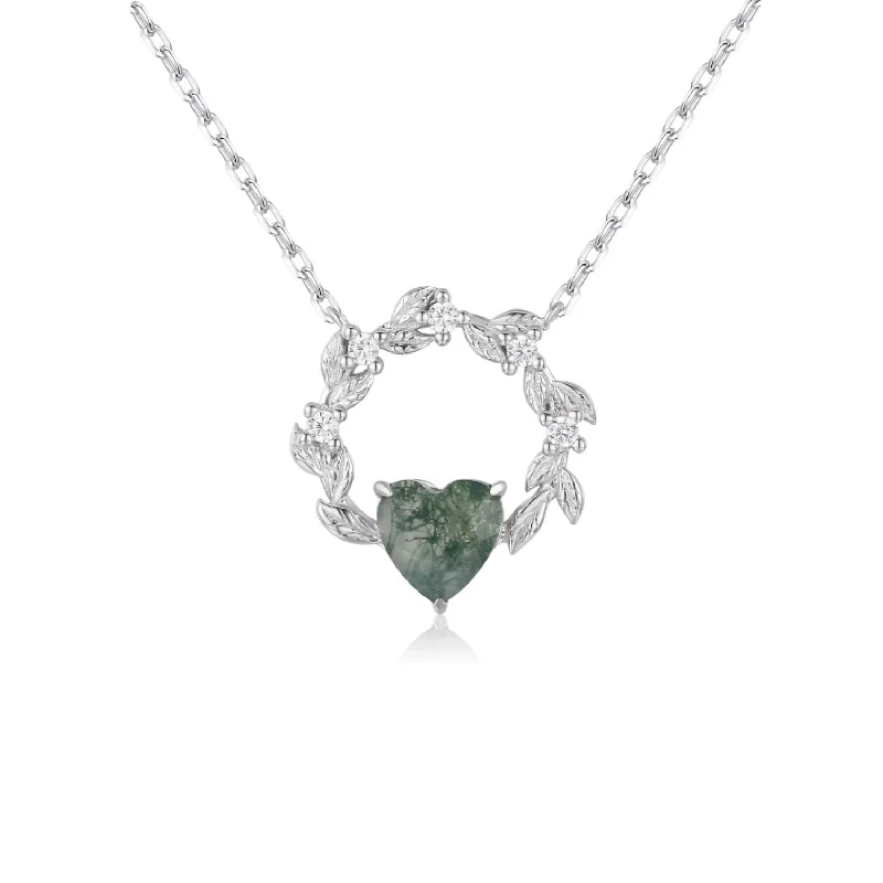 layered gemstone necklaces for women -Heart’s Desire Moss Agate Necklace©