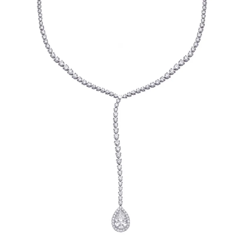 sparkling necklaces for women -Diamond Lariat Necklace