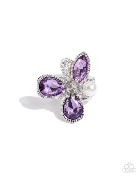 pearl rings for women -FLORAL Excellence Purple Ring