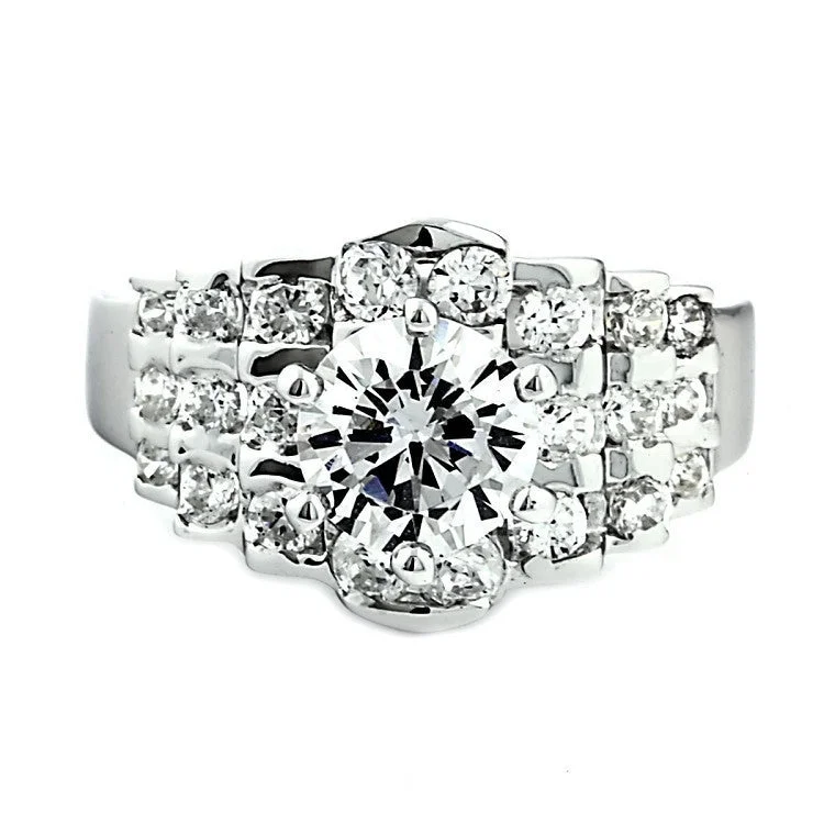 adjustable rings for women -Brenda: 2.6ct Russian Ice CZ Simulated Diamond 3 in 1 Wedding Ring Set