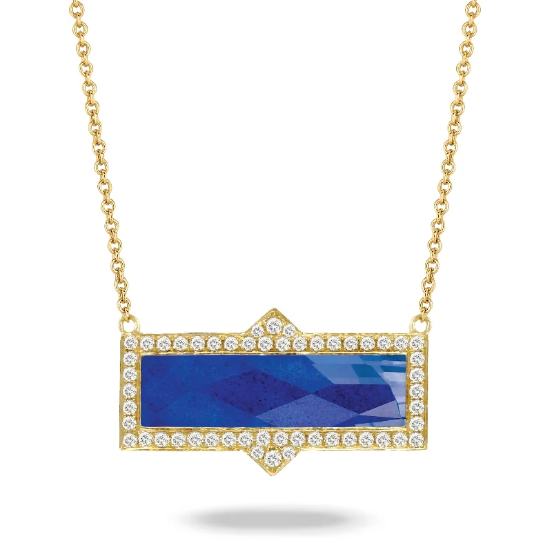 dainty gold necklaces for women -Lapis and Diamond Necklace