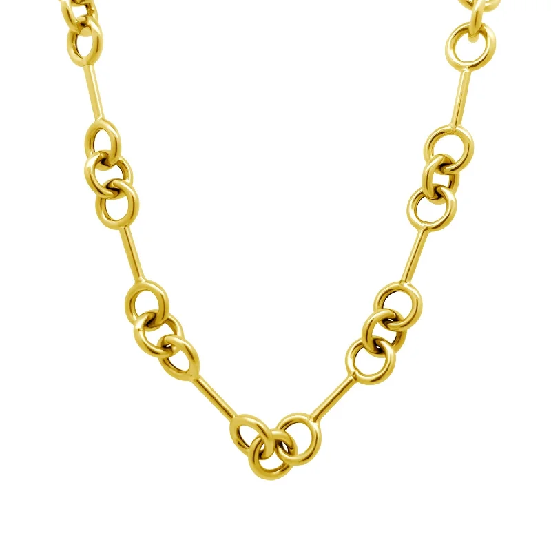 bold necklaces for women -Gold Bar Triple Round Chain Necklace