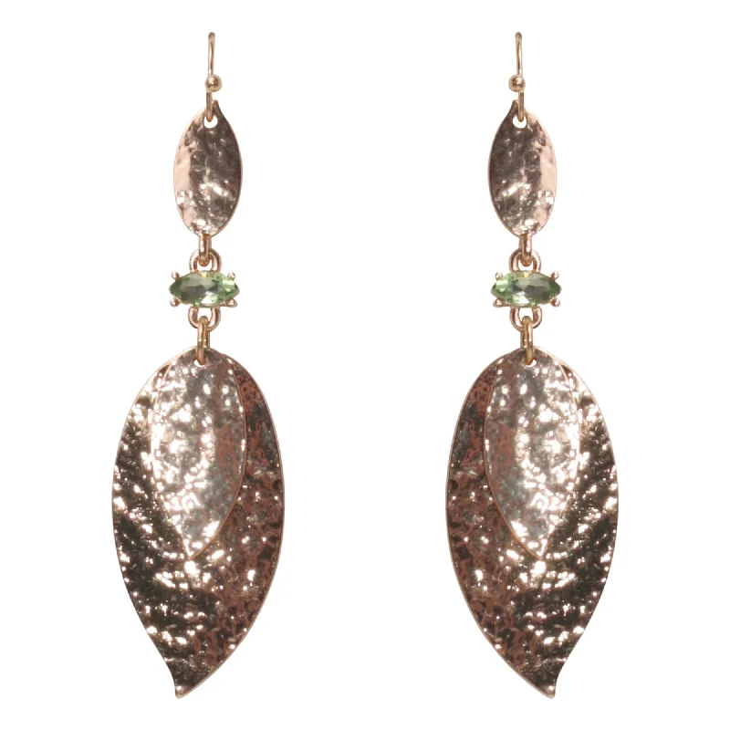 vintage rhinestone earrings -Iconography Hammered Leaf Drop Earrings