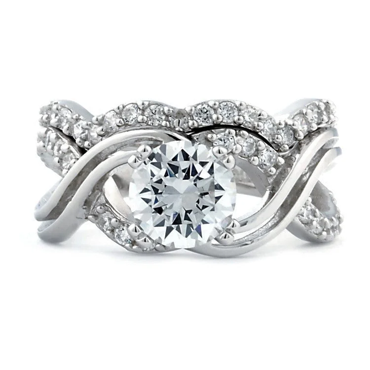 minimalist wedding rings for women -Kellie: 2.92ct Russian Ice Diamond CZ Infinity Symbol Wedding Ring Set