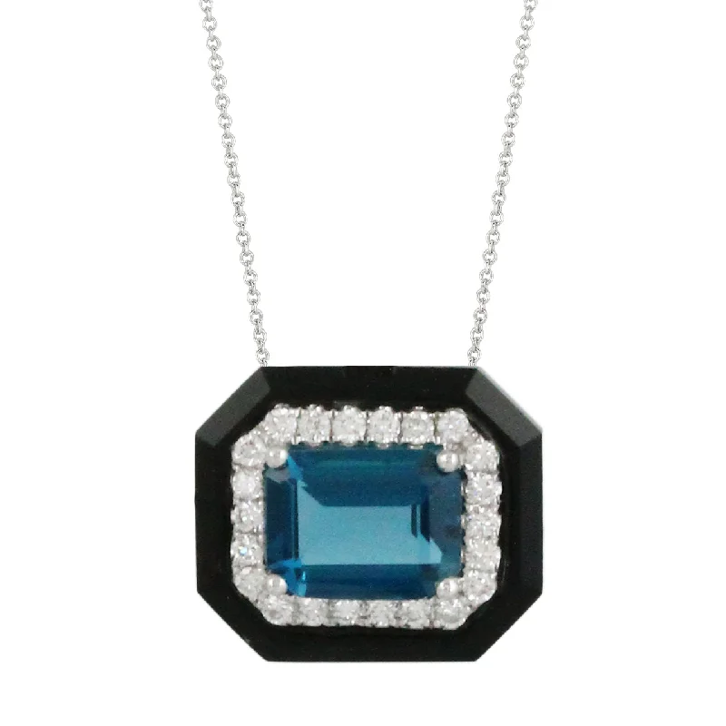 minimalistic silver necklaces for women -London Blue Topaz and Diamond Necklace