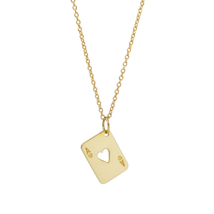 simple charm necklaces for women -Ace of Hearts Gold Necklace